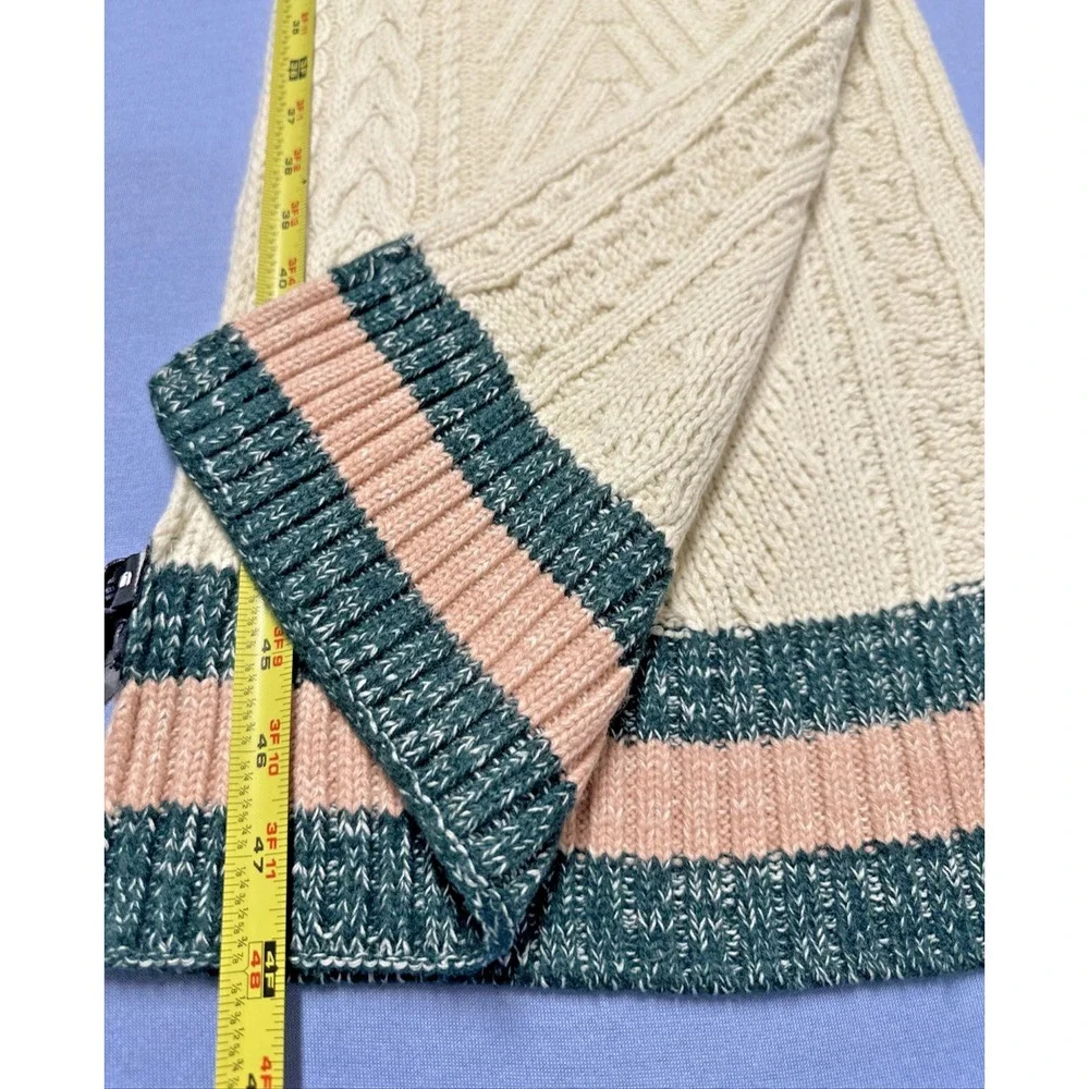 G-Star Raw Sash‎ Soft Touch Coac Knit Scarf Ivory Stripe Trim Organic Cotton